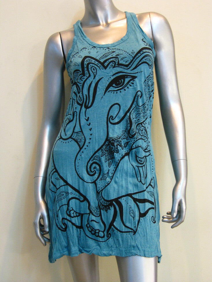 Sure Design Women's Cute Ganesha Tank Dress Turquoise
