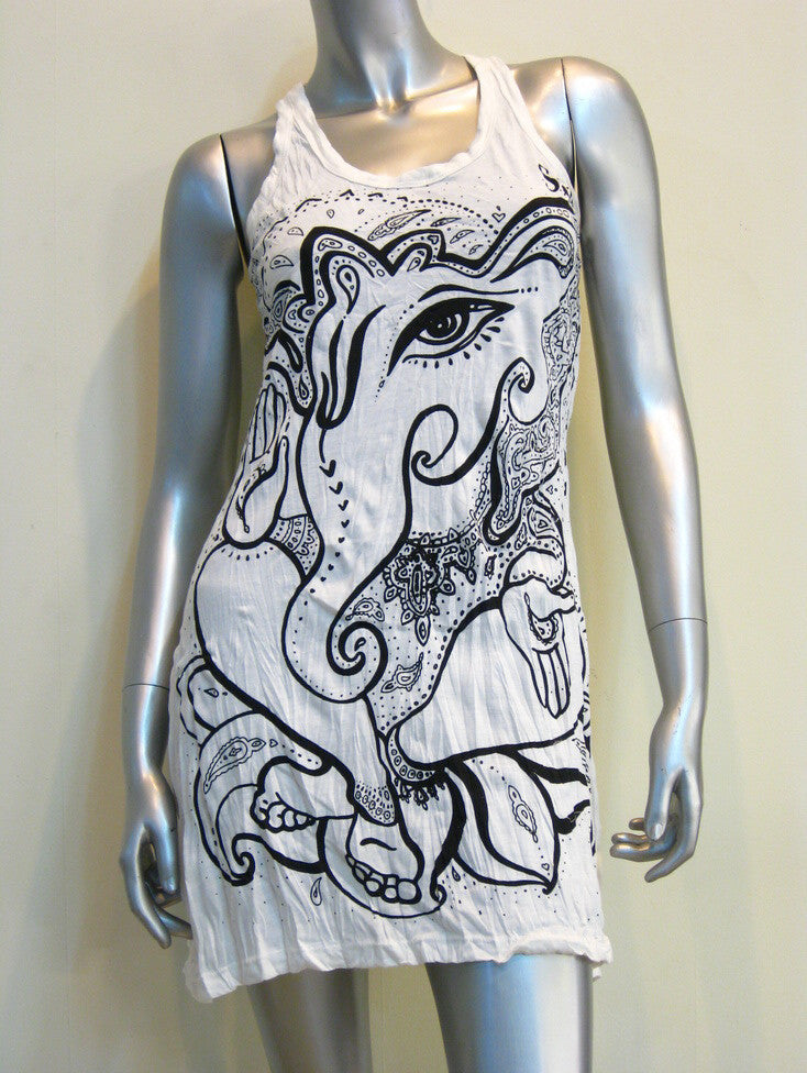 Sure Design Women's Cute Ganesha Tank Dress White