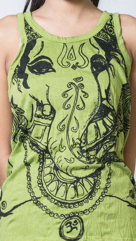 Sure Design Women's Big Face Ganesh Tank Top Lime