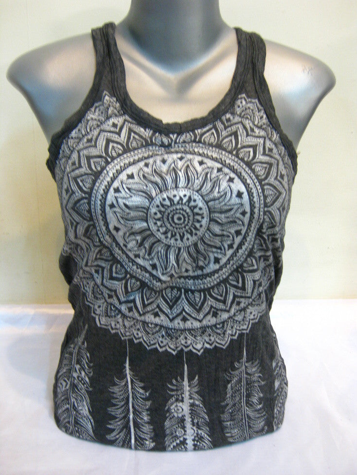 Sure Design Women's Dreamcatcher Tank Top Silver on Black
