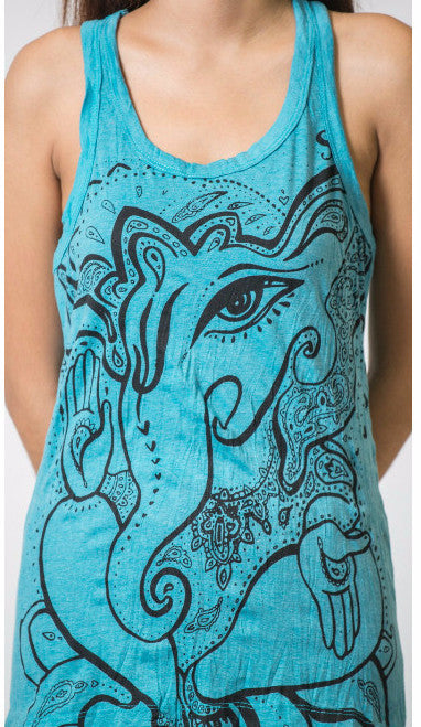 Sure Design Women's Cute Ganesh Tank Top Turquoise