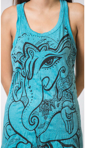 Sure Design Women's Cute Ganesh Tank Top Turquoise