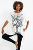 Sure Design Women's Om Tree Loose V Neck T-Shirt White