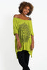 Sure Design Women's Lotus Mandala Loose V Neck T-Shirt Lime