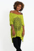Sure Design Women's Lotus Mandala Loose V Neck T-Shirt Lime
