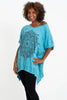 Sure Design Women's Lotus Mandala Loose V Neck T-Shirt Turquoise