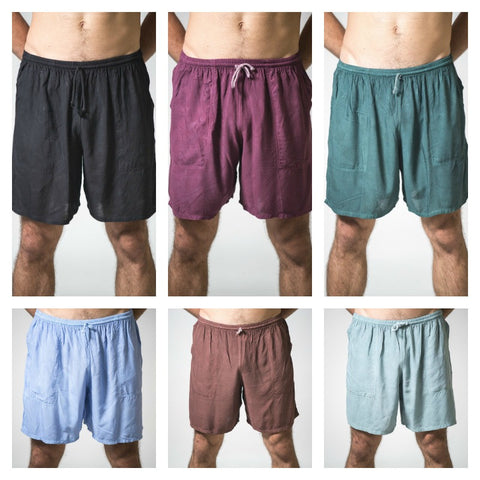 Assorted Set of 5 Solid Color Cotton Drawstring Yoga Shorts