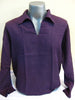 Unisex Long Sleeve Cotton Yoga Shirt with V Neck Collar in Dark Purple