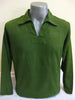 Unisex Long Sleeve Cotton Yoga Shirt with V Neck Collar in Olive