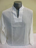 Unisex Long Sleeve Cotton Yoga Shirt with Nehru Collar in White