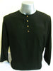 Unisex Long Sleeve Cotton Yoga Shirt with Coconut Shell Buttons in Black