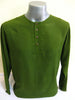 Unisex Long Sleeve Cotton Yoga Shirt with Coconut Shell Buttons in Olive