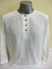 Unisex Long Sleeve Cotton Yoga Shirt with Coconut Shell Buttons in White