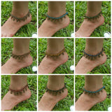 Wholesale Assorted set of 10 Thai Stone Adjustable Anklets Waxed Cotton With Coins - $35.00