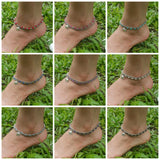 Wholesale Assorted set of 10 Thai Stone Adjustable Anklets Silver Beads Stones Elephant - $45.00
