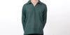 Unisex Long Sleeve Cotton Yoga Shirt with V Neck Collar in Dark Teal