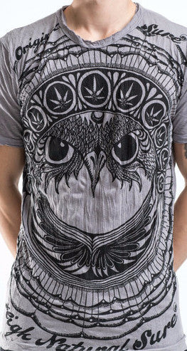 Sure Design Men's Weed Owl T-Shirt Gray