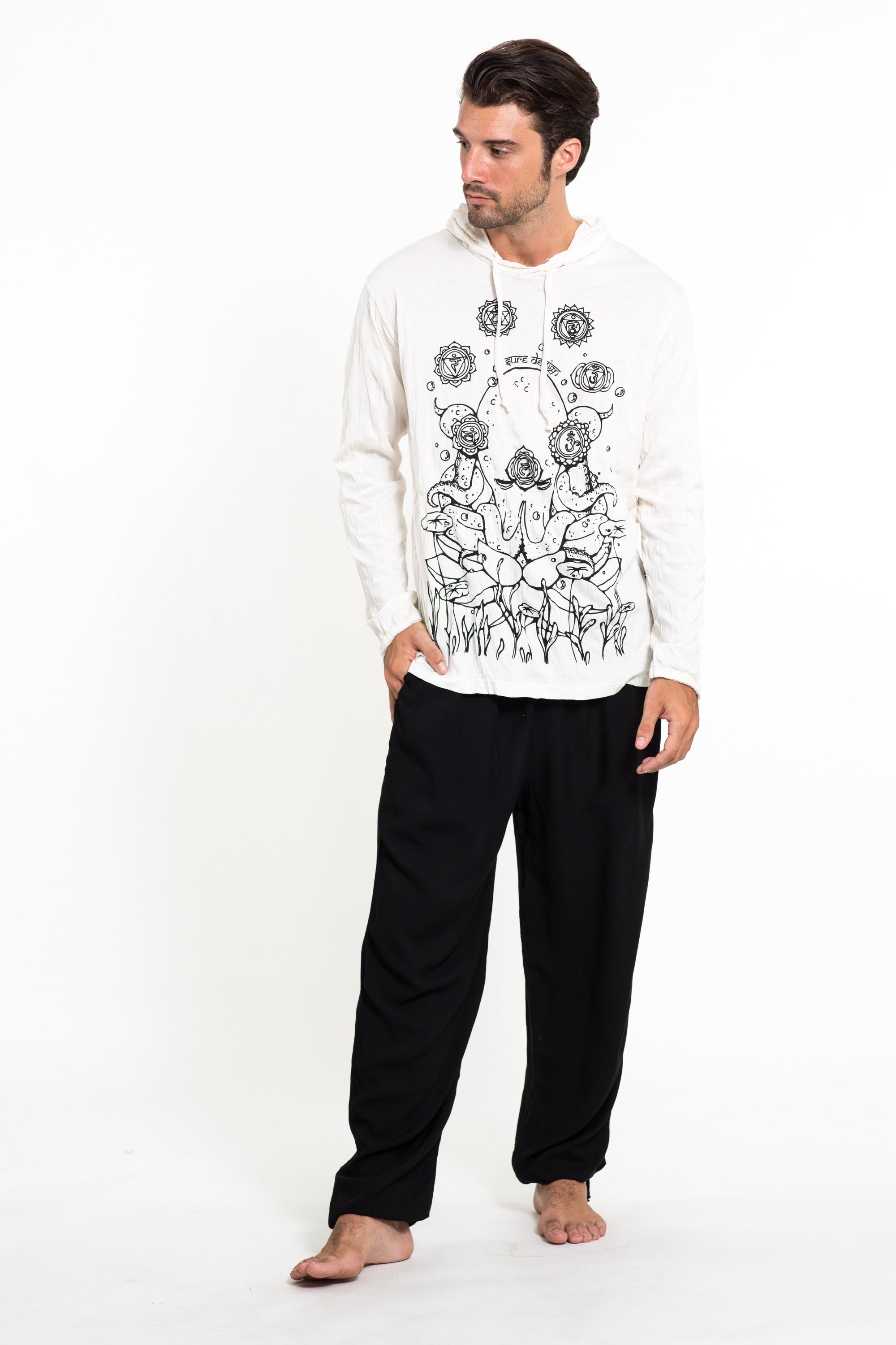 Sure Design Unisex Octopus Chakras Hoodie White