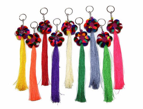 Assorted 10 Piece Set Hand Made Hmong Tassle Key Chain