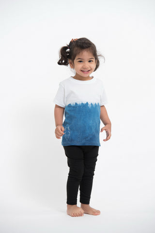 Unisex Kids Indigo Tie Dye Ombre T-shirt