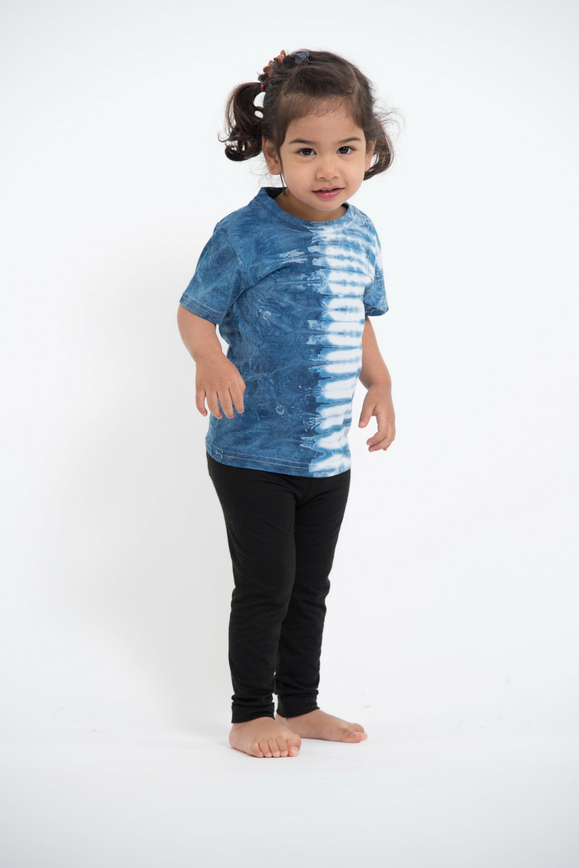 Unisex Kids Indigo Tie Dye Half Stripes T-shirt
