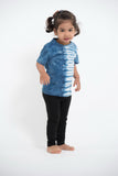 Wholesale Unisex Kids Indigo Tie Dye Half Stripes T-shirt - $6.80