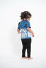 Unisex Kids Indigo Tie Dye Vertical Stripes T-shirt