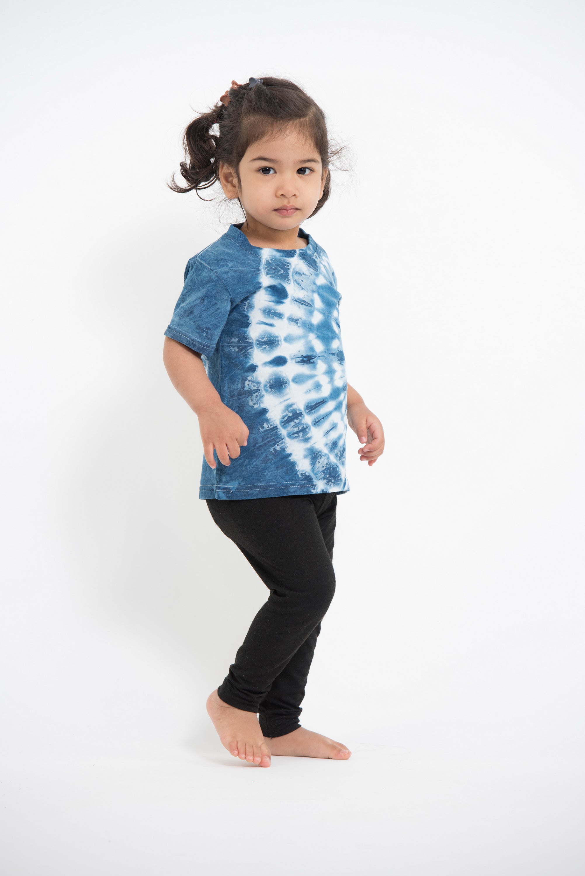 Unisex Kids Indigo Tie Dye Peacock T-shirt